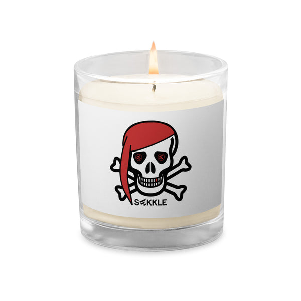 Pirate Skull  Glass Jar Soy Wax Candle