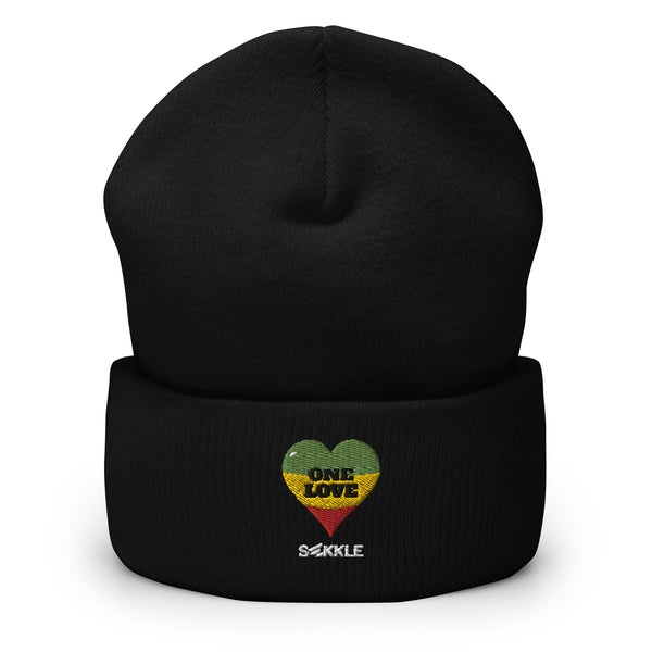 One Love Embroidered Cuffed Beanie