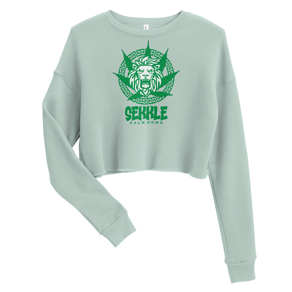 Green & Lion Crop Sweatshirt