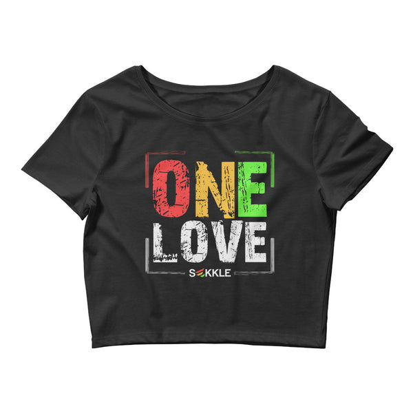 One Love ディストレスプリント レディース クロップTシャツ